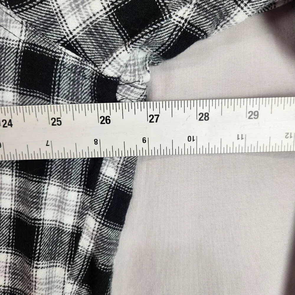 Wrangler Wrancher Pearl Snap Men's XXL Flannel Western Shirt Black White Plaid